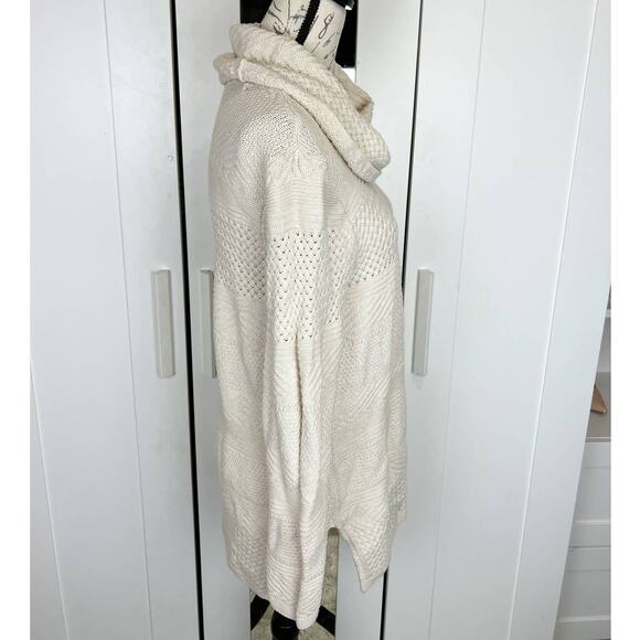 Anthropologie Eight Eight Eight Cream Cotton Cowl Neck Tunic Sweater Size Large - Picture 5 of 7